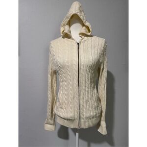 L.L. Bean knit cardigan hooded zip front sweater S